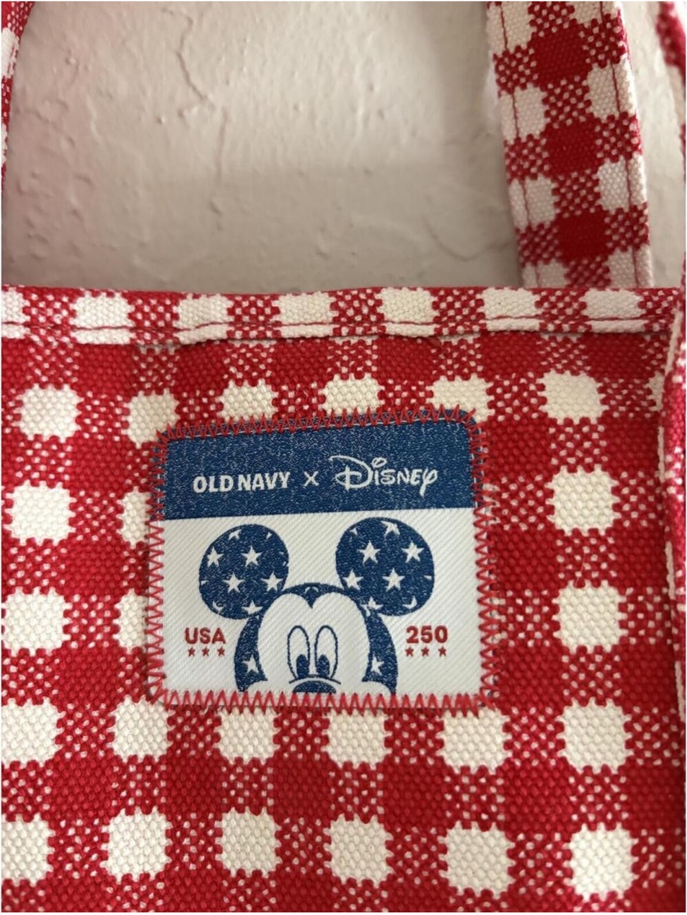 Old Navy x Disney Americana Red Canvas Tote Bag with Disney Patch - Picture 5 of 8